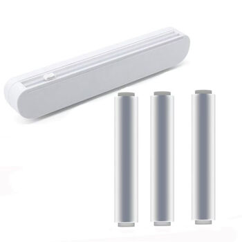 Wing fantasy 12 suction cup plastic wrap cutter, adjustable storage cutting box kitchen supplies tools, tin foil divider, plastic wrap cutter 3 rolls of plastic wrap