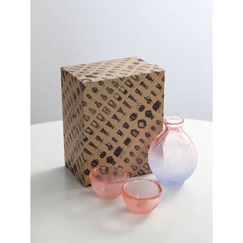 Yusenyi hirota glass handmade cherry blossom sake pot sake cup glass shot glass cherry blossom wine set set round cup three-piece set (original gift box) 3 pieces