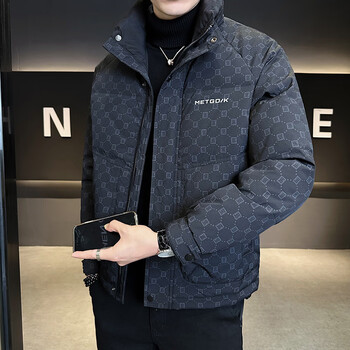 Duck winter stand collar white duck down jacket men's 2025 new trendy brand texture design thickened jacket yaya high black 2xl