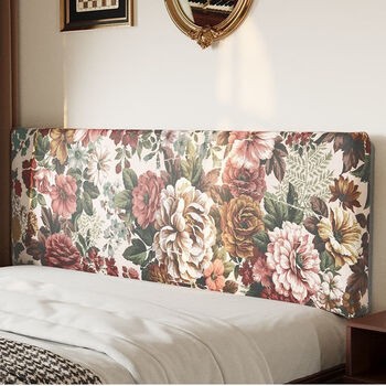 Fantasy sleep bedside cover removable and washable back cushion anti-collision fabric solid wood bed bedside princess style rental house cute wild rose without bedside #with sticky wall stickers pillowcase 90x60x3cm sponge 3cm丨thickness