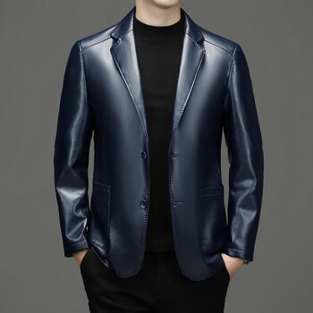 Kbxng jinba genuine leather jacket mid-youth autumn fashion casual suit collar sheepskin jacket coat store same style blue 72325 spring and autumn regular 4xl 195 180-200 jin