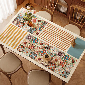 Wing fantasy dining table mat, no-wash tablecloth, coffee table mat, table mat, wuchen yusi 90cmx180cm, waterproof, oil-proof and easy to take care of