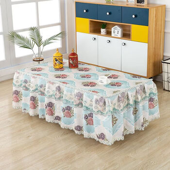 Fantasy summer lace fabric coffee table cover dining table cover electric stove cover living room coffee table cover free shipping support customization length 150cm width 80cm height 40cm flowers blooming rich purple
