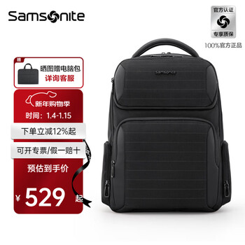 Samsonite backpack computer bag business men's backpack large capacity business travel commuting travel bag nx4 black 15.6 inches