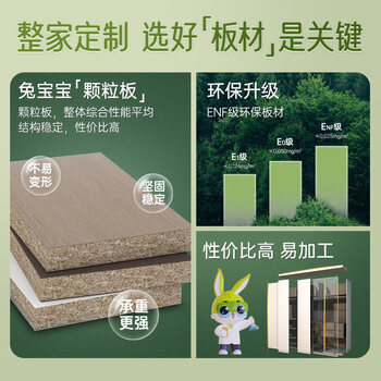 Bunny simple style whole house customized wardrobe from one door to the top for the whole living room, bedroom and kitchen customized ming and qing dynasty classical solid wood particle board enf grade (sincere customization gold) 0 square meters
