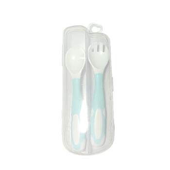 Bao wai twist spoon elbow eating training spoon children's food spoon bendable baby fresh blue_new and old style randomly delivered