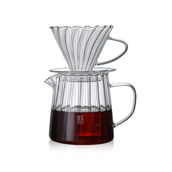 Olodo quality coffee sharing pot v60 hand brewed coffee glass filter cup coffee set coffee pot hand brew set small vertical pattern glass pot set