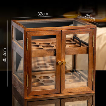 Fantasy white wine glass display wine cabinet wine dispenser set wooden box storage double-layer solid wood pull-out wooden box can hold 6 pots and 6 cups