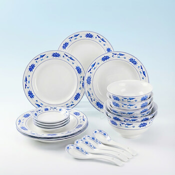 Hongye gz rl national porcelain jingdezhen bowl and plate set chinese bowl and plate set high-end tableware (20-head sichuan zilianzhong tableware)