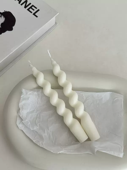 Yusenyi home wabi-sabi style retro aromatherapy high candle holder french high-end black candle holder niche ins wooden candle holder matte spiral candle ivory white 2 pack bottom 1.8cm