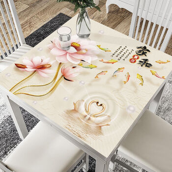 Fantasy square tablecloth dining table mat disposable coffee table mat square table mahjong table jiahe ronghua 125x125cm.