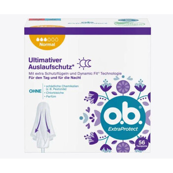 Germany's original ob instant tampons are extremely comfortable and safe, with protective wings, constant, extra protection of 3 drops of water - 56 pieces