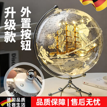 Spring autumn harvest high-quality globe high-end ornaments living room tv cabinet porch study room bookcase office desktop warm light sailboat-transparent color gift box