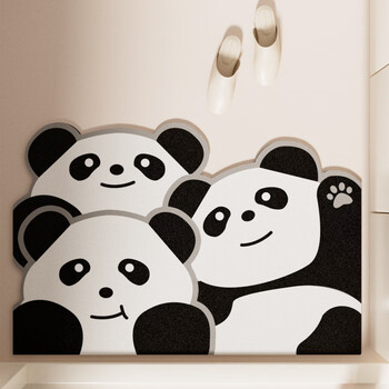 Fantasy cartoon bathroom floor mat diatom mud absorbent mat bathroom shower room door bathroom toilet quick-drying non-slip foot mat bathroom happy panda 40cmx60cm absorbent and quick-drying