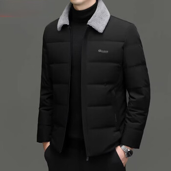 Kbxng jinba down jacket men's autumn and winter 2025 new thickened fur collar warm middle-aged men's winter jacket black 2xl 185 recommended weight 155-170 catties