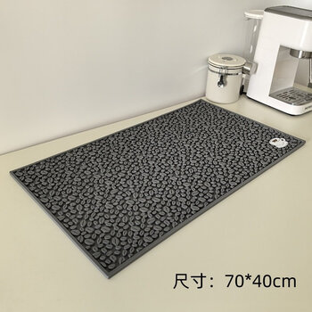 He jiagong milk tea shop drainage mat coffee bean coffee bar mat non-slip mat coffee utensil storage mat milk tea shop coffee coffee bean style 70*40cm exquisite gray drainage mat