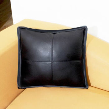 Pupan light luxury leather throw pillow layer leather sofa cushion highly elastic and comfortable car waist pillow noble and elegant style black throw pillow 55cm*55cm including pillow core