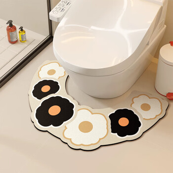 Fantasy flower u-shaped toilet floor mat diatom mud non-slip quick-drying foot mat bathroom bathroom washroom stain-resistant carpet mat wave flower toilet bathroom mat h 38.5cmx65cm instantly absorbs water and leaves no trace when your feet pass