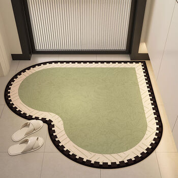 Fantasy heart-shaped bathroom absorbent floor mat, toilet foot mat, toilet corner washbasin carpet, fujiyue flower blooming diatom mud heart-shaped 90x90cm, high quality thickened 6mm