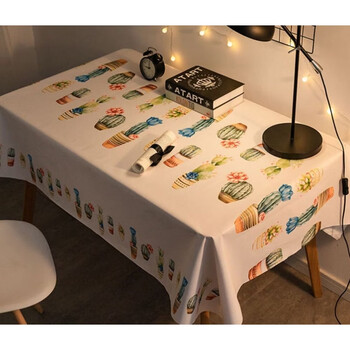 Fantasy tablecloth waterproof and oil-proof no-wash and anti-scalding internet celebrity nordic ins round rectangular pvc table mat coffee table cover cloth cactus oil-proof no-wash 90x140cm