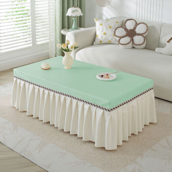 Mufan coffee table tablecloth is waterproof, oil-proof, anti-scalding, easy-to-wipe coffee table mat, table cloth, insulation pad, high-end leather coffee table cover, lambskin coffee table cover-contrast color-mint green 90*90*40cm square