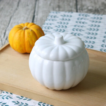 Tuojin jingdezhen ceramic creative pumpkin stew pot steamed egg bowl food supplement bowl health porridge soup bowl with lid for one person confinement meal large pumpkin cup (diameter 9.5cm)_capacity 750ml