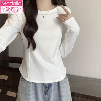 Modal autumn and winter new style right shoulder slim short german velvet bottoming shirt top for small people with sweet and spicy long-sleeved t-shirt for women white (version) m recommended 80-105 pounds