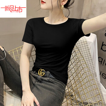 Yalu modal short-sleeved t-shirt for women in summer, slim fit, thin ice silk round neck, inner mask top, half-sleeved body shirt, black thin/type xl