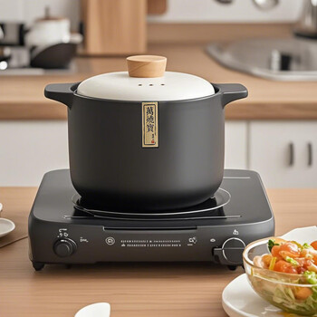 Tuojin germany imported quality casserole pot for gas stoves, special induction cooker, universal high temperature resistant dry burning non-cracking ceramic for one person, short casserole without lid (no lid)_1 serving 1600ml