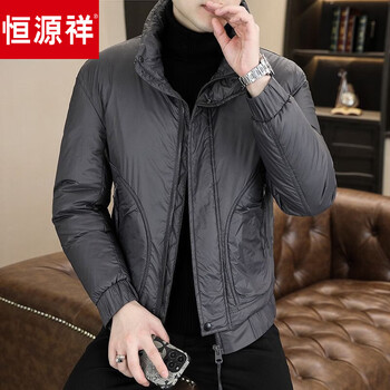 Hengyuan xiangchuan men's business casual stand collar down jacket for young and middle-aged winter thickened warm gray duck down cold-proof jacket - gray 2xl recommended 130-145 catties
