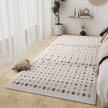 Yishifan carpet bedroom bedside modern simple carpet loop velvet home entrance bay window bedroom bedside blanket anti-slip floor mat plain geometric d 140cm*200cm - silicone three-proof cotton cloth bottom loop velvet