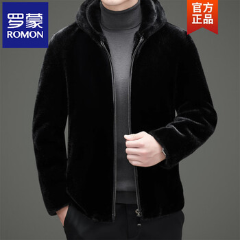 Romon mink coat men haining winter mink fur one-piece thickened warm hooded eco-friendly fur gold mink velvet coat picture color xl
