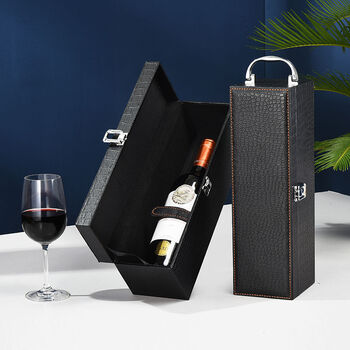 Fantasy red wine packaging gift box single leather box lafite wine box 1 wooden box leather case black crocodile pattern single no wine utensils