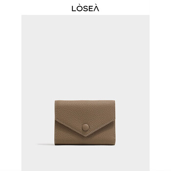 Losea first layer cowhide wallet women's 2025 new genuine leather coin purse small wallet women's card holder three-in-one elephant gray ready stock
