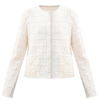 Girdear/brother's 26th early spring fashionable jacquard short round neck small fragrance jacket 1400512 milky white 3 (118 catties) one size