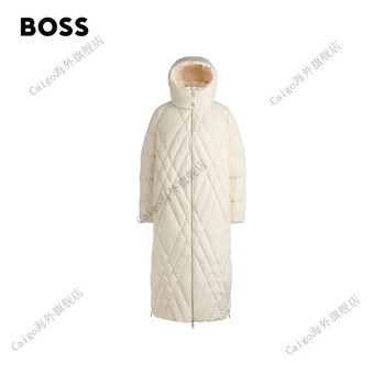 Boss regular fit boss women's long quilted jacket down jacket 118-milk white one size 34