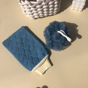 Fantasy love style bath towel set for decontamination and exfoliation couple bath gloves back rubbing strips for men and women home shower high quality love style blue bath gloves and bath flowers