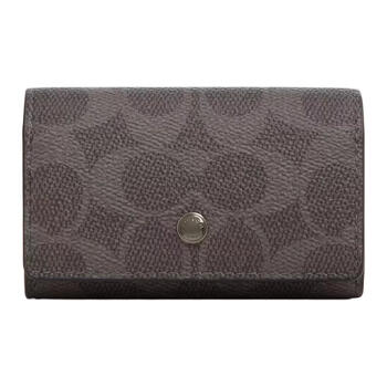 Coach key case 10 logo print coated canvas key case mini men's charcoal gray charcoal gray