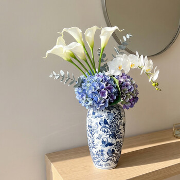 Qiju yaji jingdezhen ceramic bottle chinese table ornament entrance living room flower ulan flower and bird carrot bottle 15 inches 30006