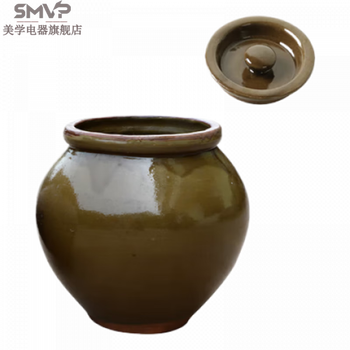 Smvp exquisite luxury craft pickles household earthen jar rice jar old-fashioned marinated meat pickles earthen jar kimchi sauerkraut ceramic jar pickled eggs earless green glaze water capacity 80 pounds (free lid)