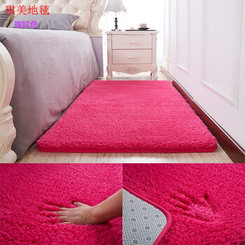 Fantasy thickened lamb velvet room bedside bedside bedroom living room carpet coffee table full bay window household foot mat floor mat lamb rose red 50x160 cm