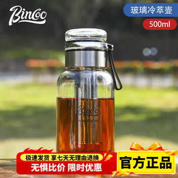 Bincoo glass coffee cold brew pot home portable 304 stainless steel filter cold brew cup cold brew bottle 500ml