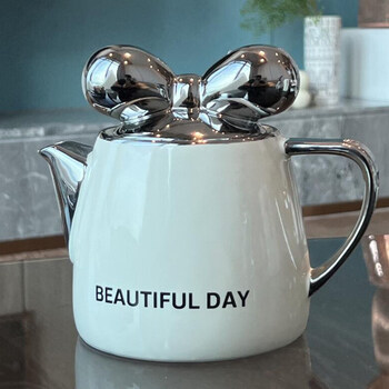 Cold kettle set, household living room water cup, high-end ceramic teapot, tea cup, large capacity cold kettle upgrade, bow kettle 49ml
