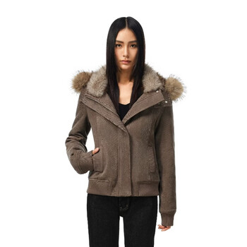 Fdr flagship store fiona slim short fur collar jacket 2025 new high-end jacket women's autumn and winter brown s