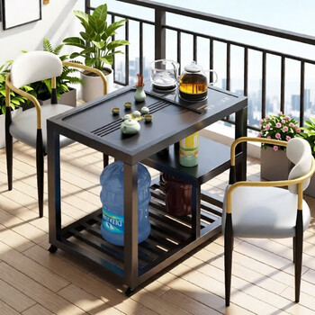 Hallodon mobile tea table mobile tea cart tea table balcony small tea table and chair set kettle integrated tea table tea table completely set 65*42*70+ glass kettle electrical set jingsufajia no installation