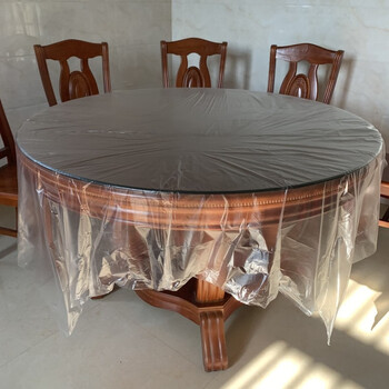 Fantasy thickened disposable tablecloth round table plastic film waterproof hotel restaurant wedding home square transparent tablecloth 10 pack (100 sheets) transparent 200cmx200cm new material