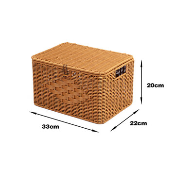 Shijanu handmade imitation rattan large-capacity storage basket for household clothes, snacks, toys, books, storage basket, small chinese knot storage box