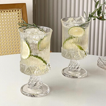 He jiagong glass juice cup, good-looking beer cup, tall glass, cocktail cup, drink cup, red wine cup, cold drink coffee cup, retro palace cup, two pack