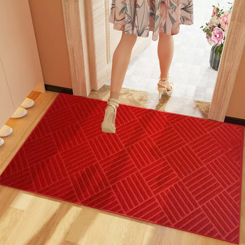 Yusenyi diamond pattern luxury house entrance door outdoor floor mat entry door mat anti-slip carpet stain-resistant household door diamond pattern twill no black edge (high quality wear-resistant) bright red 100x120cm