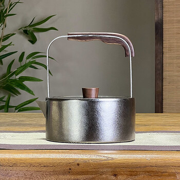 Sjbob germany imported high-quality pure titanium kettle, outdoor portable stove-cooking teapot, electric ceramic stove-cooking teapot set, teapot, titanium silver, 1ml or more